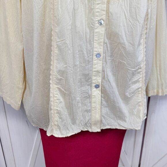 First Issue Liz Claiborne Beaded Oversized Button Front Shirt Cream 1 14W 16W - Picture 6 of 11